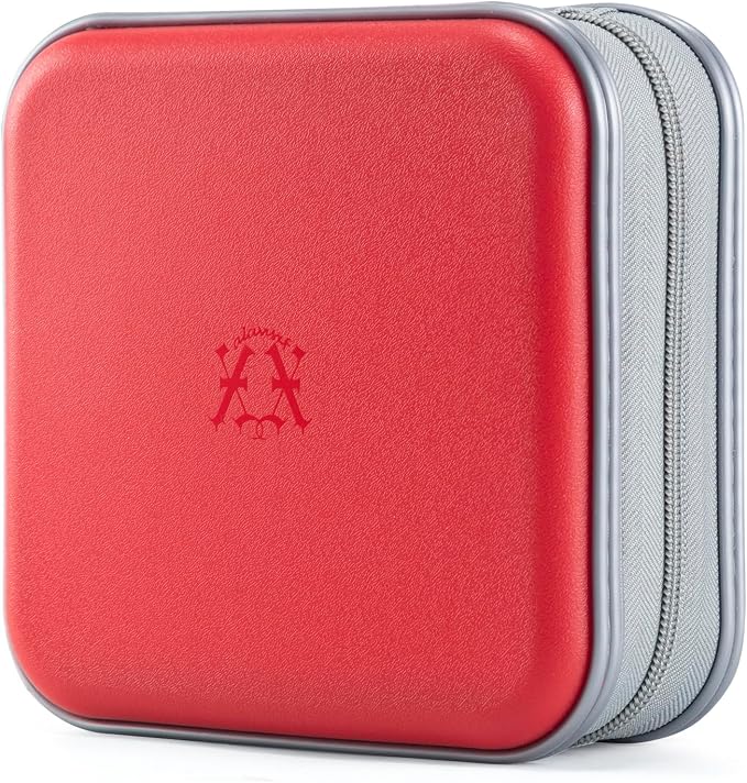 alavisxf xx CD Case, 48 Capacity Hard Plastic Zipper Disc Wallet for Car | DVD Holder, Portable Hand Strap, Anti-Slip Sleeves, Scratch-Resistant Sleeves, Disc Storage Organizer, for Home Office Travel by alavisxfxx