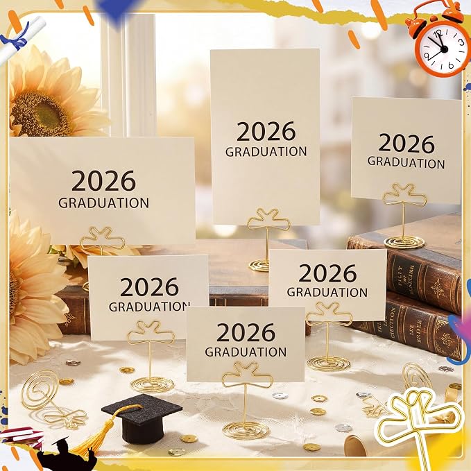36 Pcs 2026 Graduation Gold Photo Holders for Table Centerpieces Metal Photo Holder Gold Picture Display Stands Menu Memo Clips for Graduation Party Table Decoration Supplies(Certificate) - Image 2