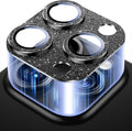 Uyiton for iPhone 16 Pro/iPhone 16 Pro Max Camera Lens Protector | Not Easy to Break, Strong Adsorption, Case-Friendly, Metal 9H Sapphire Glass Rear Camera Screen Cover, Glitter Black by Uyiton