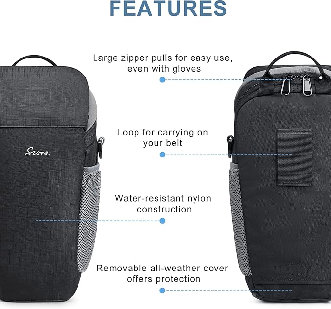 S-ZONE Camera Bag DSLR/SLR Waterproof Camera Case for Photographers Holster Compatible with Nikon Canon Sony | Strong Buckle,Rain Cover,Compatible with Nikon Canon Sony - Image 5