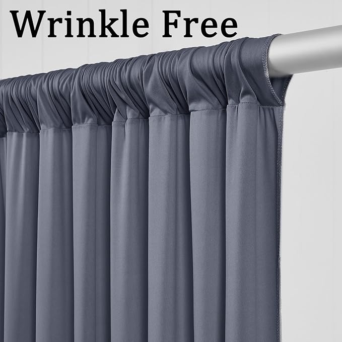 10ft x 10ft Wrinkle Free Charcoal Backdrop Curtains for Parties, Polyester Photo Backdrop Drapes 2 Panels 5x10ft for Wedding Birthday Party Photography Background Backdrop Stand - Image 2