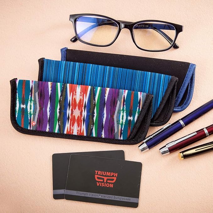 TRIUMPH VISION 3 Pack Reading Glasses Pouch Soft Case Eyeglass Sleeve Slim | Alternative to Bulky Case in bag, Lightweight Lined Padded Protect Optical lens Slip in, Cute Pattern Portable for Daily Use - Image 7