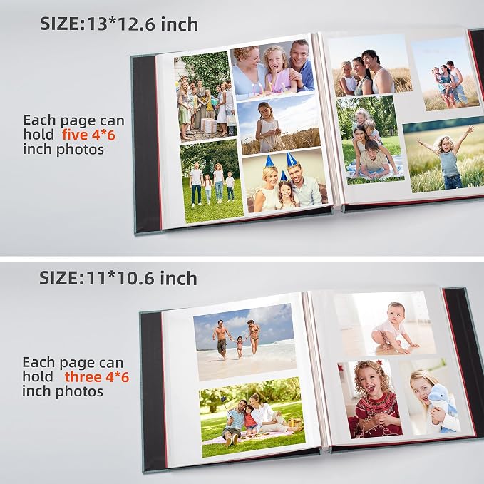 HoneyTolly Large Photo Album Self Adhesive, DIY Scrapbook Album for 4x6 8x10 Pictures, 40 Pages Linen Cover Memory Book, Ideal Gift for Family Travel Wedding Baby Christmas Anniversary(Green) - Image 5
