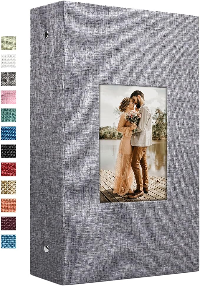 Vienrose 4x6 Photo Album,420 Pockets,Linen Cover with Window,Grey | Linen Hardcover, Slip In Photo Book, Family Memory Album, Travel Keepsake by Vienrose