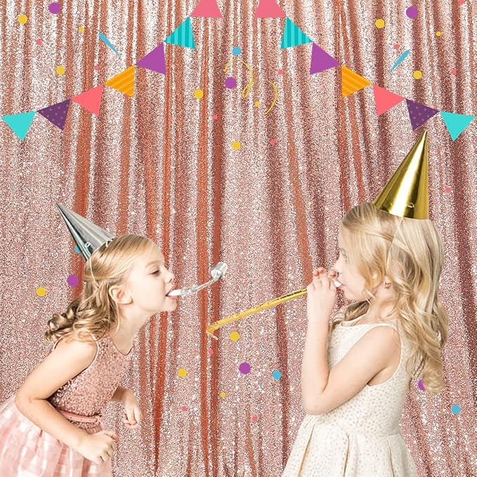 Poise3EHome Rose Gold Sequin Backdrop, 20Ft x 10Ft Glitter Photography Background Curtains for Party Baby Shower Wedding Birthday Christmas Thanksgiving Halloween Decoration - Image 8