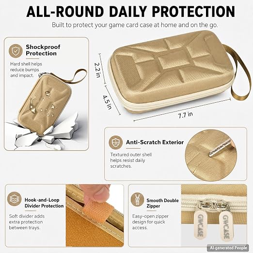 Game Card Case for Nintendo Switch, 72 Games and 144 MicroSD Cards, Gold | Hard EVA Memory Card Organizer with Removable EVA-PVC Trays, Fitted Slots and Finger Grooves for Easier Browsing - Image 4