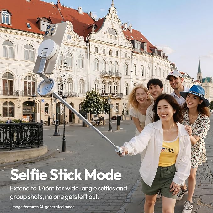 ULANZI Magnetic Phone Tripod 60'' Selfie Stick Auto Open Extendable Stand | Auto Open Tripod, N52 Magnet for Magsafe iPhone Mount, 360° Adjustment Aluminum, Creator Vlog Travel Desk Outdoor Use, White - Image 6