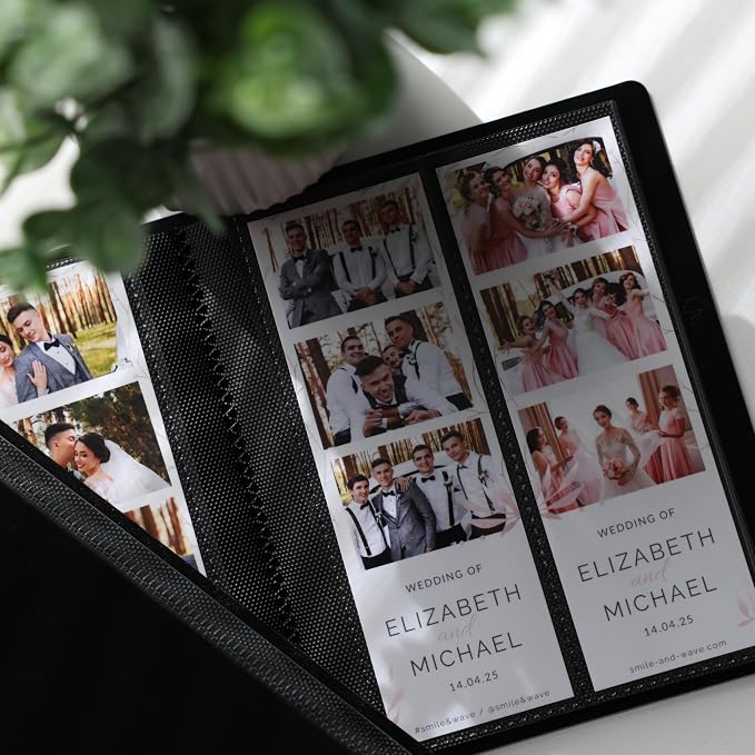 Photo Booth Photo Album - For Wedding or Party- Holds 120 Photobooth 2x6 Photo Strips - Slide In (BLACK ON BLACK) - Image 2