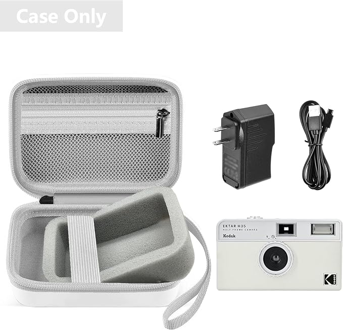Leayjeen Hard EVA Case for KODAK EKTAR H35 H35N Film Camera - White | Compatible with KODAK Ultra F9/M35/M38/RETO/Paper Shoot 35mm Camera, EVA Hard Shell, Fits Film Rolls (Case Only) - Image 3