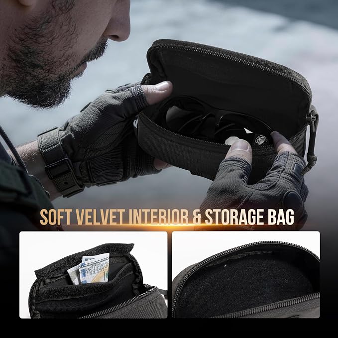 ONETIGRIS Hard Shell Sunglasses Case MOLLE Tactical Eyeglasses Pouch | Fits Most Regular Glasses, 1000D Nylon Glasses Case, Shockproof & Crush-Proof PP Liner, Inner Pocket, Two Way Zipper - Image 5