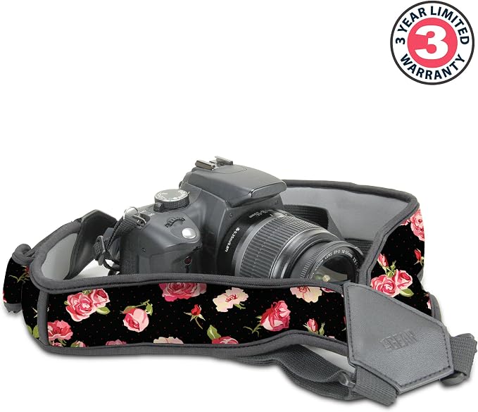 USA Gear DSLR Camera Strap Chest Harness with Quick Release Buckles, Floral Neoprene Pattern and Accessory Pockets - Compatible with Canon, Nikon, Sony and More Point and Shoot and Mirrorless Cameras - Image 8