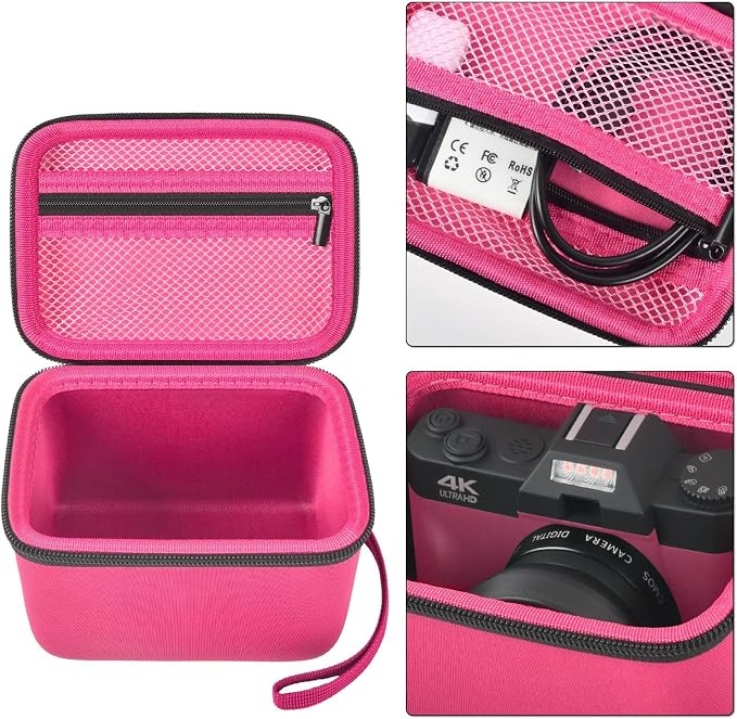 Comecase Vlogging Camera Case for Duluvulu/for VJIANGER 4K Digital Cameras | Mesh Pocket for Charging Cables and Batteries, Travel Storage for Vloggers, Parties and Camping (Black) - Case Only - Image 4