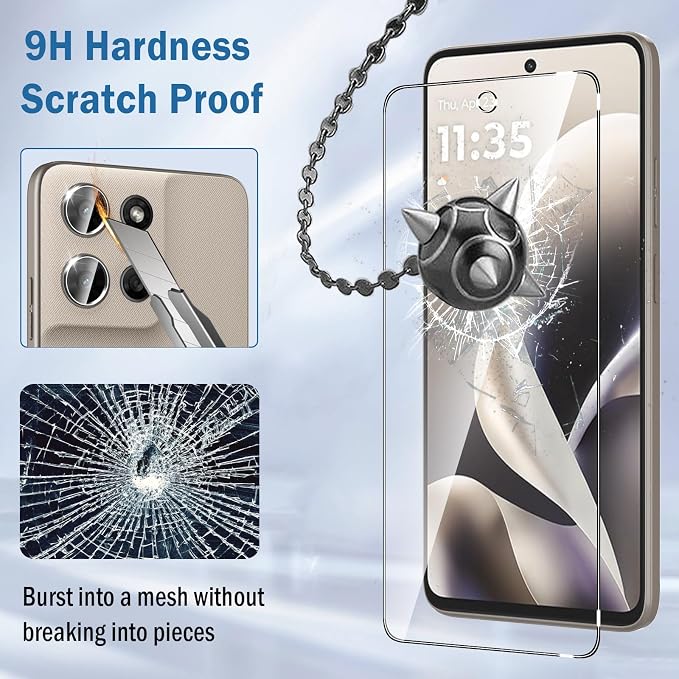2+2 Pack for Moto G Power 2026 Screen Protector with Camera Lens Protector,Full Coverage 9H Tempered Glass Film,HD Clear Scratch Resistant,Bubble-Free for Moto G Power 5G 2026 Screen Protector - Image 2