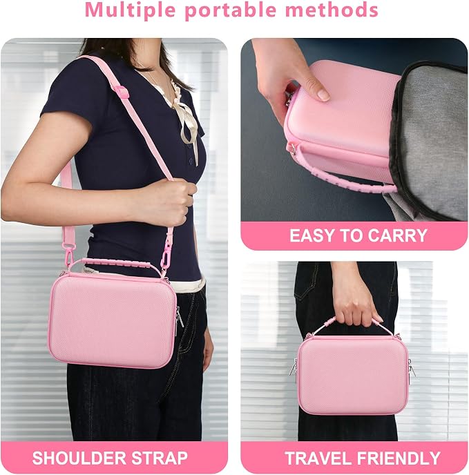 Hard Travel Case for Sony ZV-1F / ZV-1 / ZV-1 II Digital Camera, Protective Cases Bag Fits Vlogger Accessory Kit Tripod, Microphone, LED Video Light, Extra Zipper Pocket fit Battery Pack, Pink - Image 6