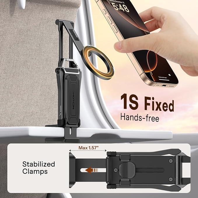 OMOTON TP02 360°Rotating for MagSafe Tripod, Upgrade with 1/4" Screw, Arca | Adjustable Magnetic Phone Tripod for iPhone 17/16/15 Pro Max Air, Foldable Selfie Stick Fits Vlog, Gym, Travel, Black Pro - Image 6