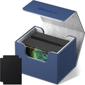 Mlikero Card Deck Box, Commander Deck Box Holds 100+ Double-Sleeved Cards with 2 Dividers, Leather Magnetic Closure Card Box Fit for MTG, TCG (Blue) by Mlikero