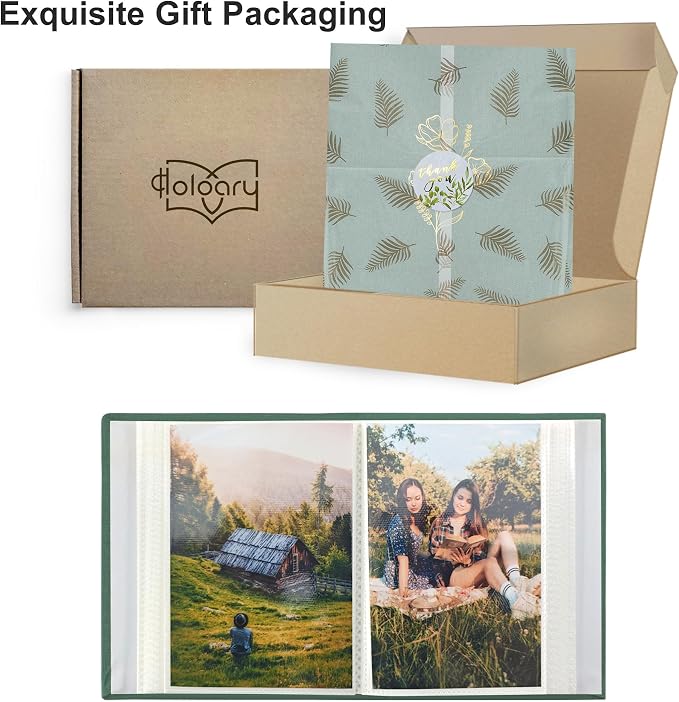 Holoary Photo Album 4x6 100 Photos, 100 Pockets 4”x6” Picture Album, Linen Fabric Cover Picture Book for Photos, 4x6 Photo Albums for Family Weddings Travel Memories(Dark Green) - Image 9