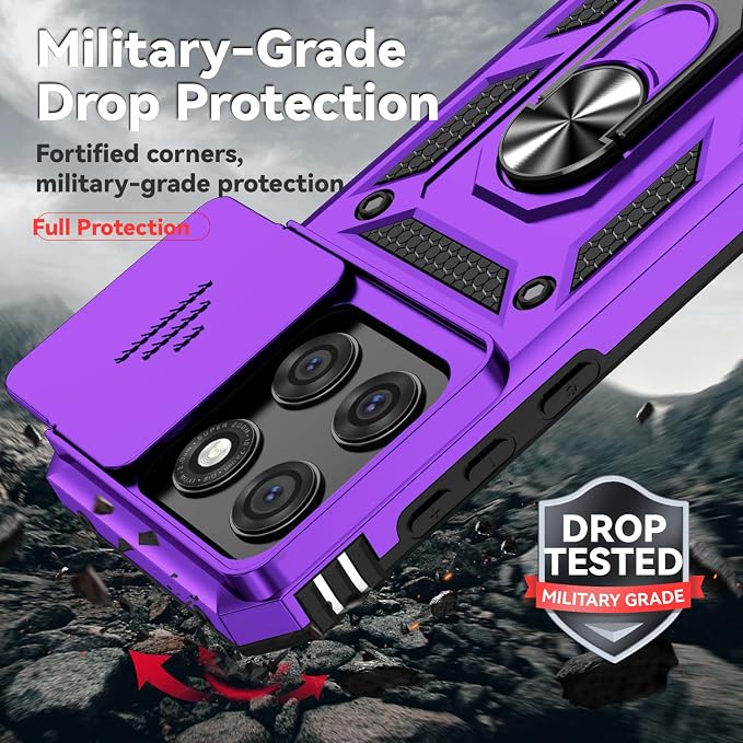 SunStory Compatible with Motorola Moto Edge 2026 Case with HD Screen Protector & Slide Camera Cover & Rotated Ring Kickstand, [Military-Grade] Phone Case for Moto Edge 2026,Purple - Image 6