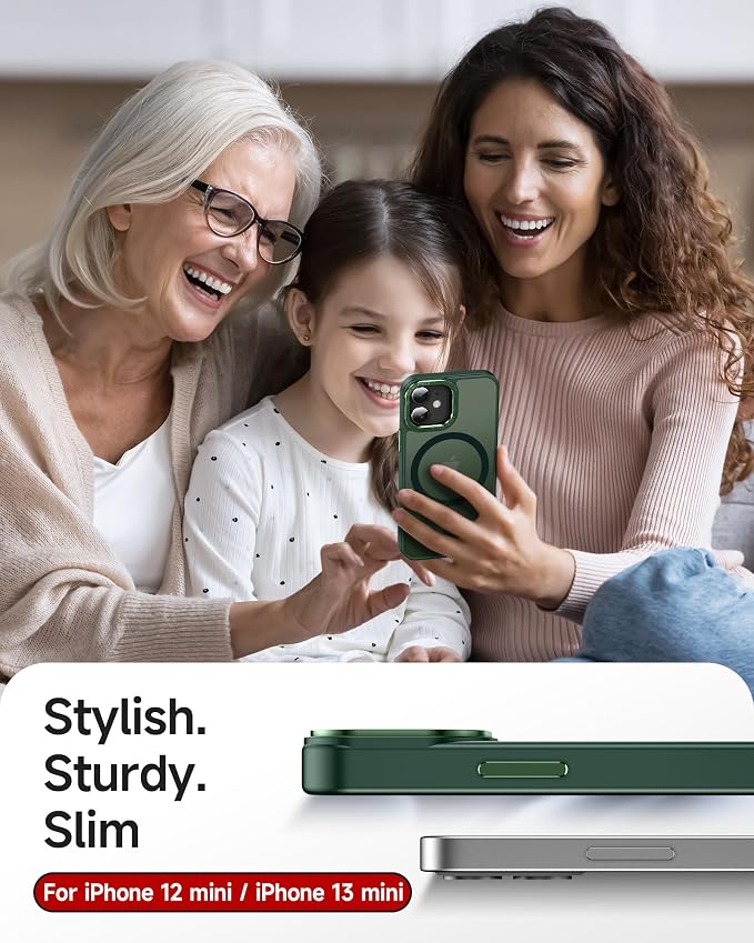 LeYi for iPhone-13 Mini Phone Case/iPhone-12 Mini Green: Compatible with Magsafe [ Screen Protector X2+ Camera Cover X2] i 13mini 12mini Cases Slim Magnetic Protective Rugged Funda para, Green - Image 6