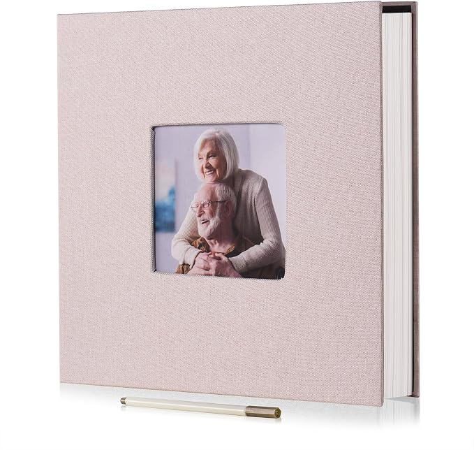 HoneyTolly Large Photo Album Self Adhesive, DIY Scrapbook Album for 3x5 4x6 8x10 Pictures, 60 Pages Linen Cover Memory Book, Ideal Gift for Family Wedding Baby Christmas Anniversary(Beige) by HoneyTolly