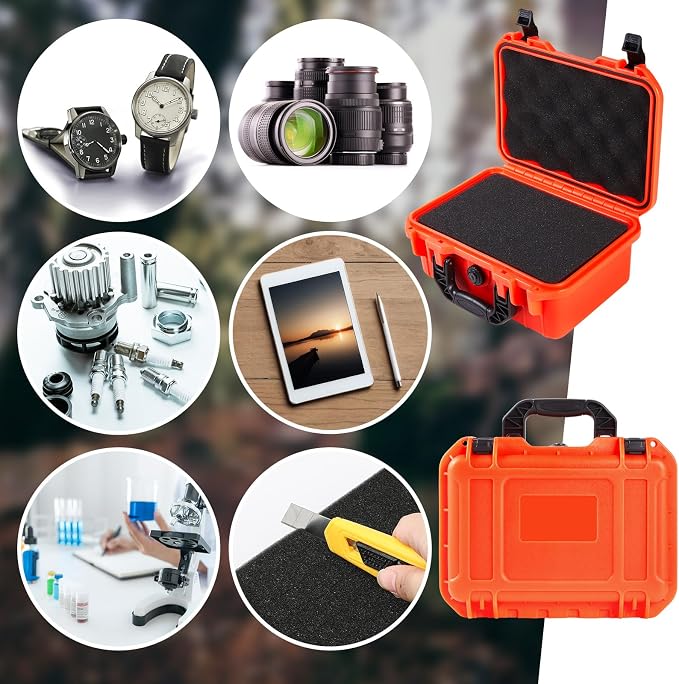 Relaxweex 1 Pcs Waterproof Hard Case with DIY Customizable Foam Insert Portable Protective Case with Knife for Camera Drones Equipments Tools Test Instruments(Reddish Orange,22.4 x 16.1 x 10.2 Inch) - Image 7