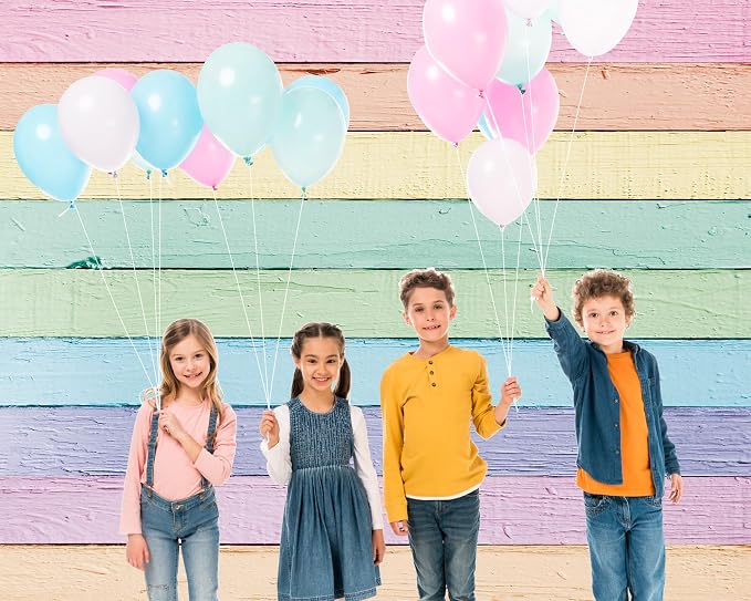 Peryiter Wooden Backdrop Wall for Photoshoot Background, 8 x 6ft, Colorful | Fabric Wood Backdrop, Brown Polyester Rustic Photo Panel Backdrop, Baby Shower Cowboy Party Wedding Photography Supplies - Image 3