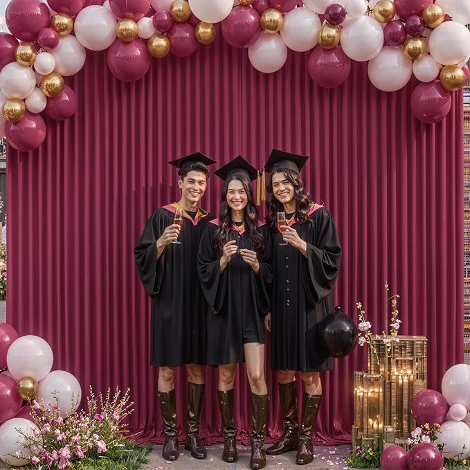 10x10 Burgundy Backdrop Curtain for Parties Wedding Wrinkle Free Maroon Photo Curtains Backdrop Drapes Fabric Decoration for Birthday Engagement Ceremony 5ft x 10ft,2 Panels - Image 4