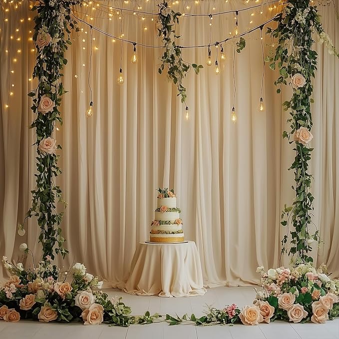10ft x 8ft Wrinkle Free Champagne Backdrop Curtains for Parties, Thick Fabric Photo Backdrop Drapes for Weddings Photography Birthday Party Backgrpund Decor - Image 7