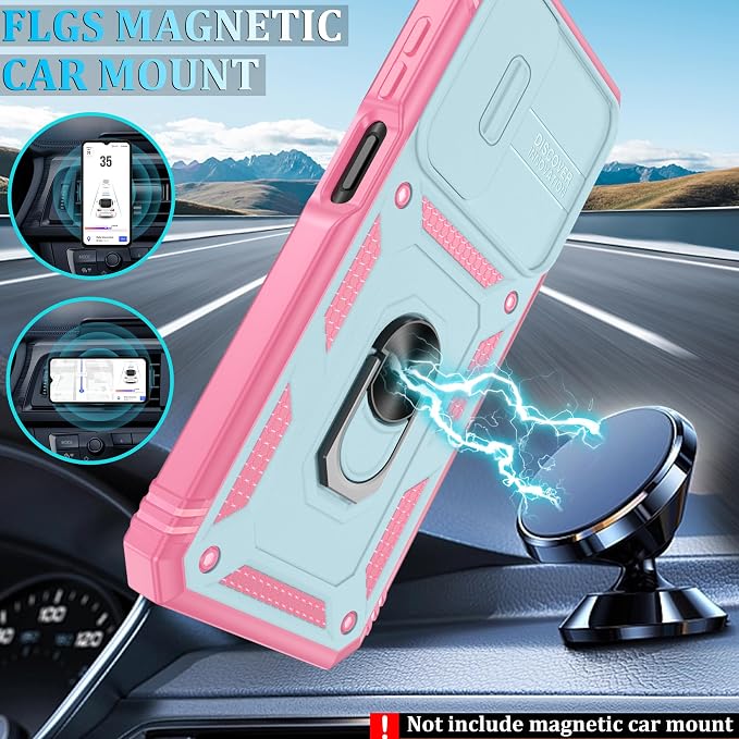 Gritup for Galaxy A16 5G Phone Case: Samsung-A16-Case with 2*Screen Protector, Magnetic Stand & Slide Camera Cover, Shock Proof Military-Grade para Galaxy A 16 Phone Cover, Green+Pink - Image 5
