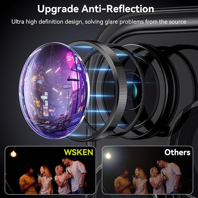 WSKEN for iPhone 15 Pro/iPhone 15 Pro Max Camera Lens Protector,[Keep Original Shooting] Shatterproof 9H Tempered Glass Camera Screen Protector Metal Ring Cover Film Accessories,Black Titanium - Image 2