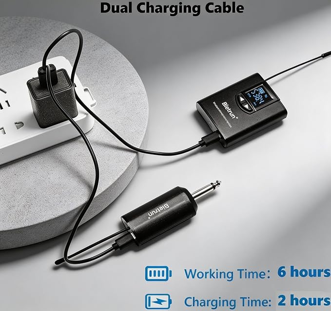Bietrun UHF Wireless Lavalier Lapel Microphone System/Headset Mic/Stand Mic, 165ft Range, Rechargeable Transmitter Receiver, 1/4" Output, for iPhone,Android,PA Speaker,DSLR Camera,YouTube, Recording - Image 4