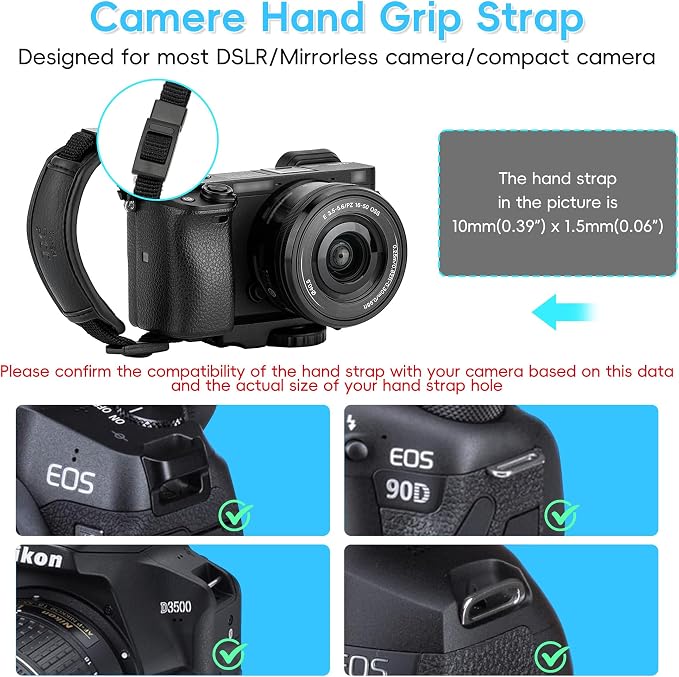JJC Camera Hand Grip Strap for Canon EOS R8 R10 R7 R5 C R6 Mark III II V R RP 90D 5DM4 Rebel T7 T8i T7i T6i T6 SL3 4000D Sony A6700 ZR Z30 Coolpix P950 P900 for Panasonic Lumix GX85 G85 GH4 G100 FZ80 - Image 2