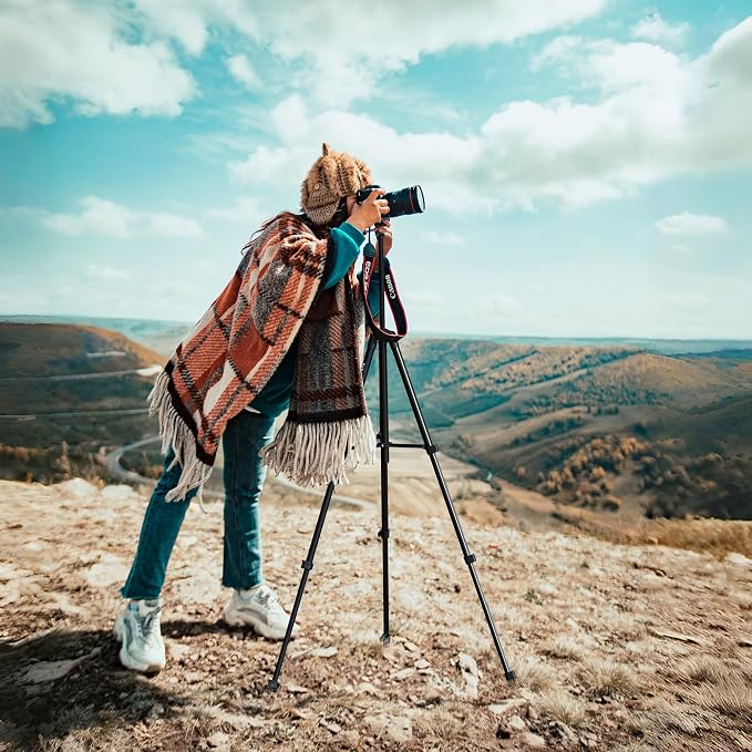71″ Camera Tripod Aluminum Tall Tripod Stand for Canon Nikon Phone | with Wireless Remote Phone Holder and Travel Bag Max Load 6.6 LB - Image 8