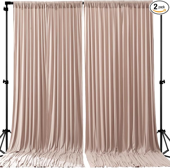 8ftx10ft Wrinkle Free Nude Blush Backdrop Curtain - 10 Feet Photography Backdrop Drapes, Silky Polyester Back Drop Cloth for Wedding Baby Shower Balloon Arch Background by Unknown