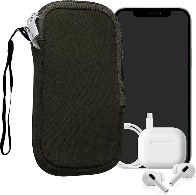 kwmobile Universal Phone Pouch Size XXL - 7" - Neoprene Smartphone Pouch with Zip - Water-Repellent Mobile Phone Case - Sleeve in Dark Green by kwmobile