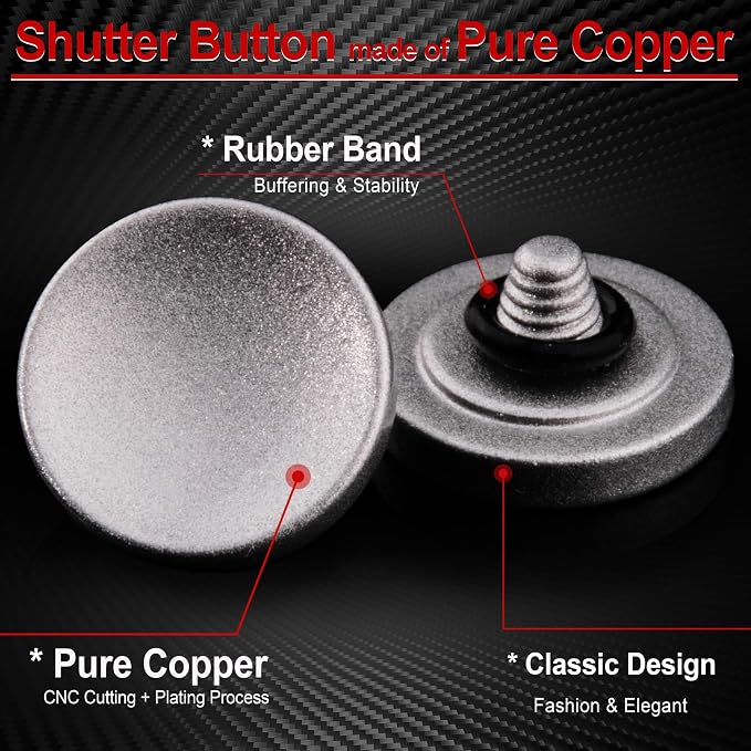 Silver Soft Shutter Release Button - Pure Copper for Fuji X100VI X100V XT5 | 2-Pack soft shutter release button, Anti Shake, Multi-Color, for Nikon Zf Leica Canon Fujifilm, Street Travel Daily - Image 4