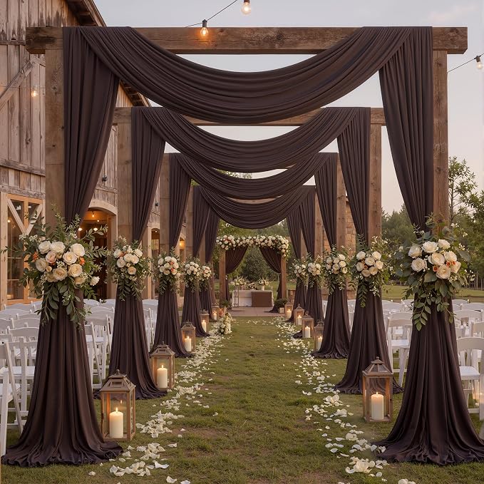 20x10ft Wrinkle Free Brown Backdrop Curtains for Party Background, 4 Panels 5x10ft Silky Polyester Photo Backdrop Drapes Back Drop Cloth for Wedding Birthday Photography Baby Shower Decor - Image 4
