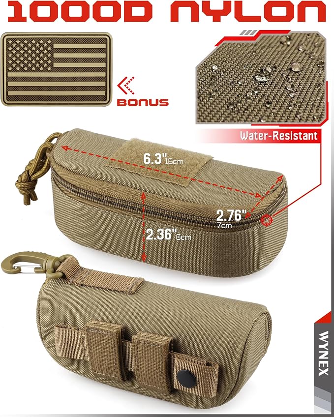 Wynex Tactical Molle Glasses Pouch, Shockproof Eyeglass Case for Glasses | Sunglasses Case Hard Shell, 360°Clip & Patch, Glasses Protector Fit Sunglasses Goggles, for Travel Sports Work - Image 5