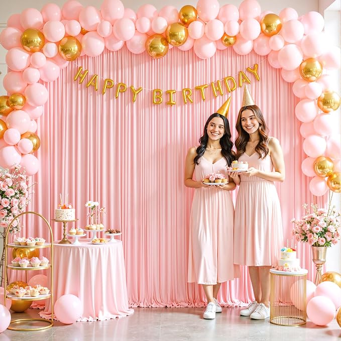 10 Panels Blush Pink Backdrop Curtain for Parties Wedding Wrinkle Free Pink Photo Curtains Backdrop Drapes Fabric Decoration for Baby Shower Birthday Party 50ft(W) x 10ft(H) - Image 9
