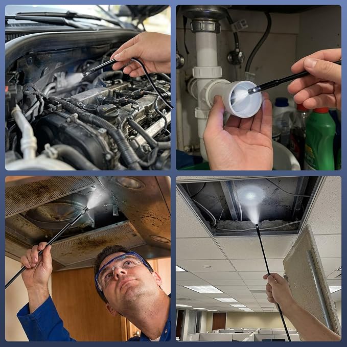 Dual Lens Endoscope Camera with Light,1920P HD Inspection Camera for Automotive & Home, IP67 Waterproof Borescope with Semi-Rigid Snake Cable,Detects Pipe Clogs,Engine Issues-16.5FT for iPhone Android - Image 6