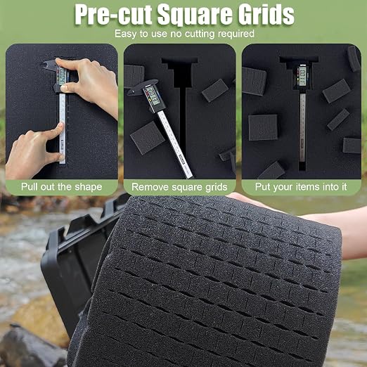 LAFENLIN Pick & Pluck Foam 4-Pack for Gun Cases, 16x12x2" & 0.4" Sheets | High-density closed-cell polyethylene, pre-scored for easy customization.Protects firearms, electronics, tools & collectibles - Image 4