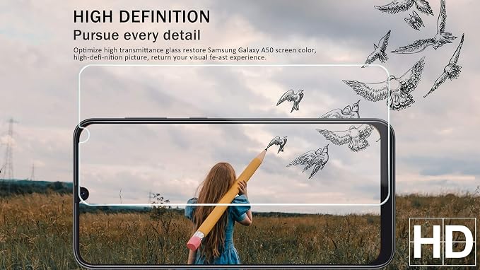 Galaxy A50/A30/A20 Screen Protector, [2 Pack] HD-Clear Tempered Glass Screen Protector [9H Hardness][Bubble-Free][3D Glass] Screen Protector Glass For Samsung Galaxy A50/A30/A20 - Image 6