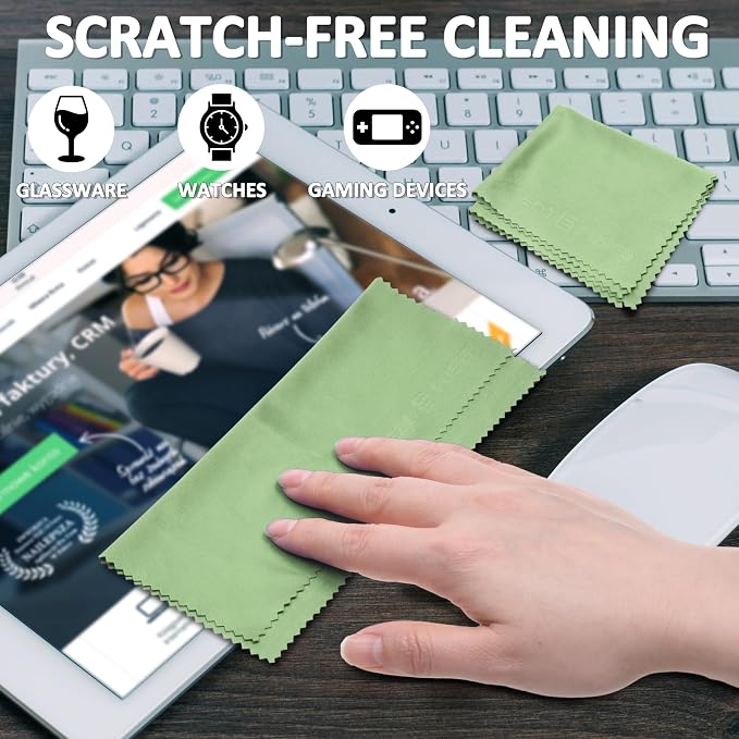 Eco-Fused Microfiber Cleaning Cloths - 12 Pack - Ideal for Cleaning Glasses, Spectacles, Camera Lenses, iPad, Tablets, Smartphones, iPhone, Android Phones, Laptops, LCD Screens - Image 5