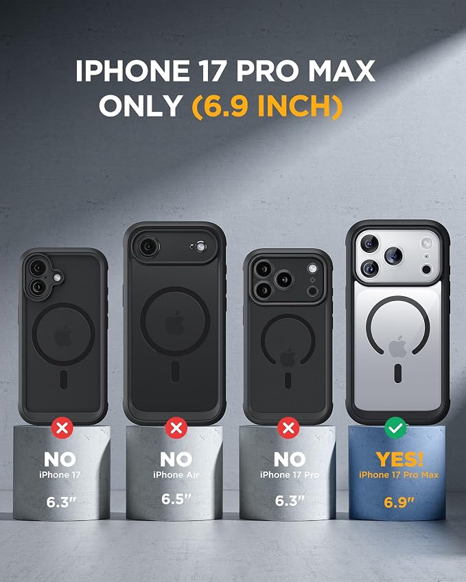 Miracase for iPhone 17 Pro Max Case with Privacy Screen Protector, Black | Compatible with MagSafe, 360° Full Body Protection, Full Camera Protection, Military-Grade Shockproof Phone Case 6.9" - Image 7