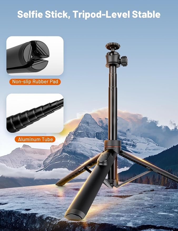 JOILCAN Tripod for iPhone & Camera, 64" Selfie Stick 360° Ball Head Remote | Extendable Portable Phone Tripod Stand for Travel Vlog Compatible with iPhone DJI Canon Sony DLSR - Image 3