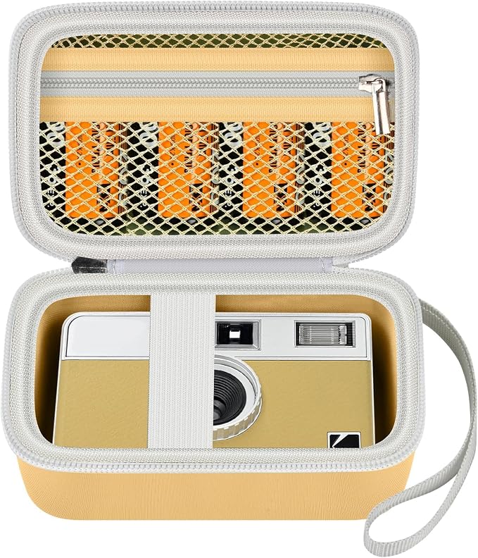 Digital Camera Case Compatible with KODAK EKTAR H35 H35N Half Frame Film Camera, Storage Holder Organizer for Kodak Ultra F9 M35 M38 Paper Shoot kamera, 35mm Film Rolls (Box Only) - Yellow | Camera and 35mm Film Rolls Storage, Mesh Pocket for Small Acc... by Grapsa