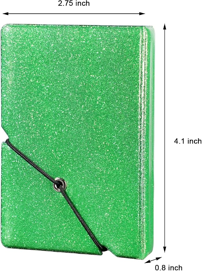 2x3 Instax Mini Photo Album, 28 Pockets. Glitter Green, 2PK | Portable Wallet Size Album Stores 2x3 inch Instant Photos. Fits Polaroid, Instax Mini, Kodak Mini Prints and Zink. - Image 2