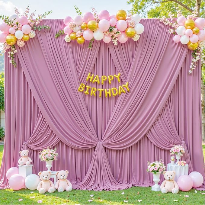 Dusty Pink Backdrop Curtain for Parties Wedding Wrinkle Free Pink Photo Curtains Backdrop Drapes Fabric Decoration for Birthday Party Baby Shower 5ft x 7ft,2 Panels - Image 8