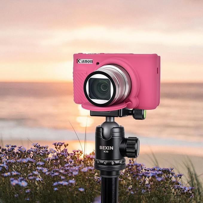 MUZIRI KINOKOO Case for Canon Powershot SX740/SX730 HS Digital Camera - Soft Protective Cover SX740 SX730 HS Camera Silicone Sleeve with Removable Lens Cover - Anti-Slip & Anti-Scratch - Rose Red - Image 5