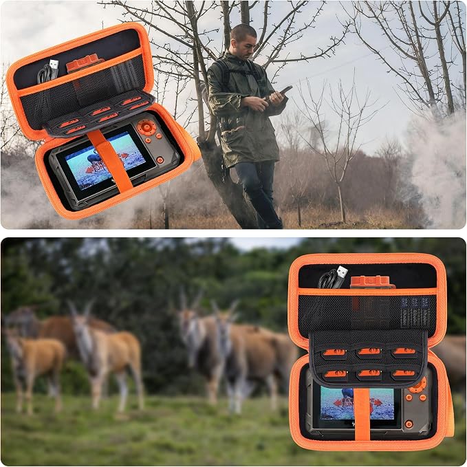 co2CREA Hard Case for Wildgame Innovations Trail Pad VU60, Black+Orange | Stealth Cam SD Card Reader Viewer 4.3" LCD Screen Compatibility, Space For Cables And Accessories, Organized Interior - Image 9